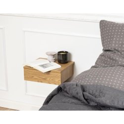 Sengebord Avignon med 1 skuffe - mat vild eg ru papir - vgmontering