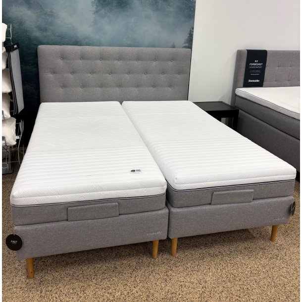 Dunlopillo Deluxe Pure elevationsseng 180x200 cm. med indbygget komfortlag - Button gavl - udstillingsseng Structure Varmgr�