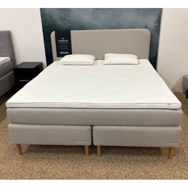 Dunlopillo Pure Kontinental 180x200 cm. - Pebble gavl og Cool Wave naturlatex topmadras - udstillingsseng Sand