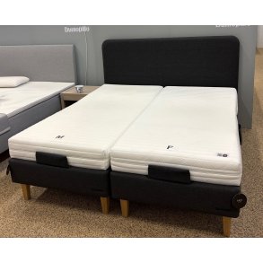 Dunlopillo Pure White elevationsseng 180x200 cm. med Naturlatex madrasser - Pebble gavl - Antracit udstillingsseng