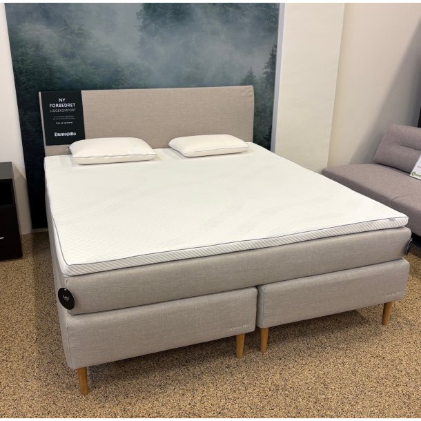 Dunlopillo Pure Kontinental 180x200 cm. - Curve gavl og Cool Wave naturlatex topmadras - udstillingsseng Sand