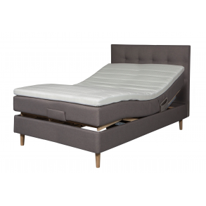 Elevationsseng Nordmark 120x200 cm. lysegr med latexpolstring og bamboo latex topmadras