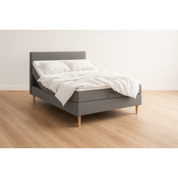 C &amp; B elevationsseng 120x200 cm. med vendbar madras med latexpolstring og Cool Plus top