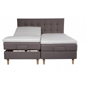 Elevationsseng Nordmark 160x200 cm. lysegr med latexpolstring og bamboo latex topmadras