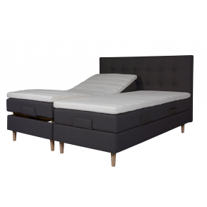 Elevationsseng Nordmark 160x200 cm. mrkegr med latexpolstring og bamboo latex topmadras