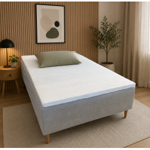 Karma L boxmadras 140x200 cm. med latex topmadras - Ekstra fast - Baltimore Lys gr� udstillingsmodel