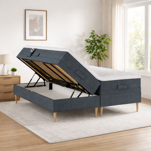 Karma Lux elevationsseng med MAGASIN 180x200 cm. med Bamboo topmadras