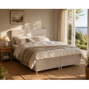 Kontinentalseng Fjord 180x200 cm. - Lys Sand - GRATIS Plan gavl