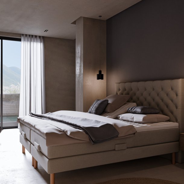 Karma Lux 16 elevationsseng 180x200 cm. med Bamboo topmadras - GRATIS Plain gavl