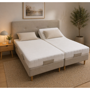 Nature elevationsseng 180x200 cm. med Latex madrasser - quiltet hvid strik