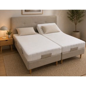 Nature Latex elevationsseng 180x200 cm. - quiltet hvid strik