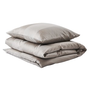 Senget�j Stay Taupe �kologisk bomuld 140x220 + pudebetr�k 63x60 fra Night & Day - Jacquardv�vet TC300