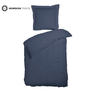 Senget�j bomuld Monza bl� 140x220 og pudebetr�k 63x60 fra Nordisk Tekstil - Jacquardv�vet