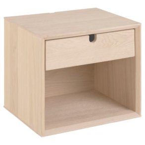 Sengebord Century med skuffe og bent rum - hvidolieret egefiner - vghngt