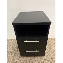 Dane sengebord sort ask melamin med 2 skuffer