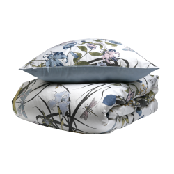 Quilts of Denmark sengest Living Garden Blue satin 140x200 + pudebetrk 60x63 - TC 300