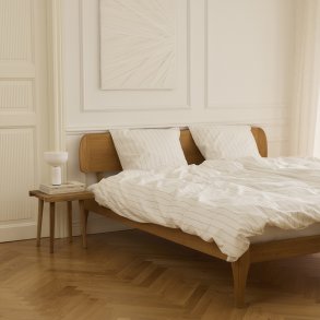 Senget�j GOTS Bristol hvid/brun �kologisk bomuld 140x200 + pudebetr�k 63x60 fra Nordisk Tekstil