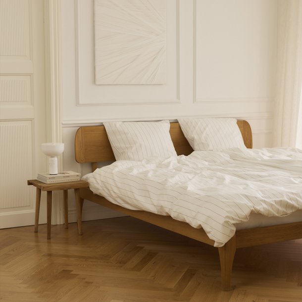 Senget�j GOTS Bristol hvid/brun �kologisk bomuld 140x200 + pudebetr�k 63x60 fra Nordisk Tekstil