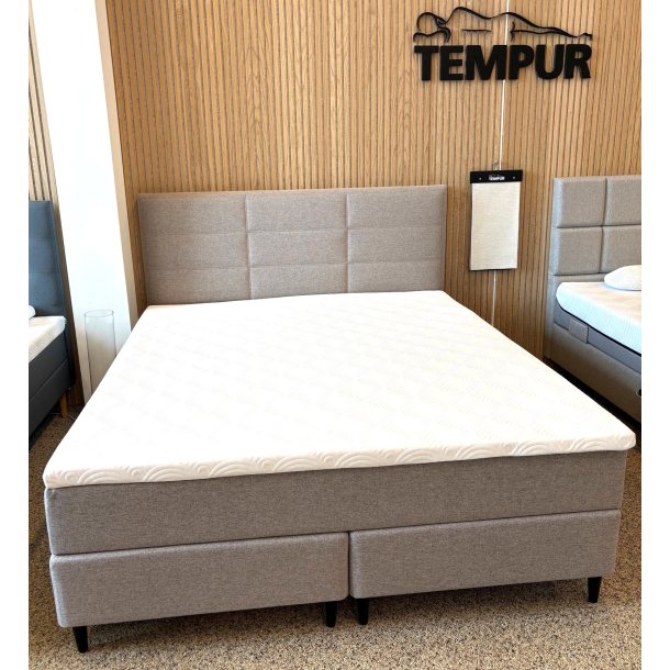 TEMPUR Relaxation Kontinental 180x200 cm. - Rectangle gavl - Topper One medium - udstillingsseng farve Taupe