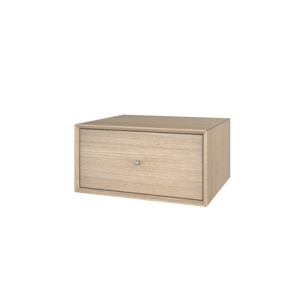 Wood Box sengebord eg hvidolieret med 1 skuffe - b. 39,4 x h. 19,8 cm.