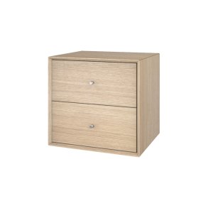 Wood Box sengebord eg hvidolieret med 2 skuffer - b. 39,4 x h. 37 cm.